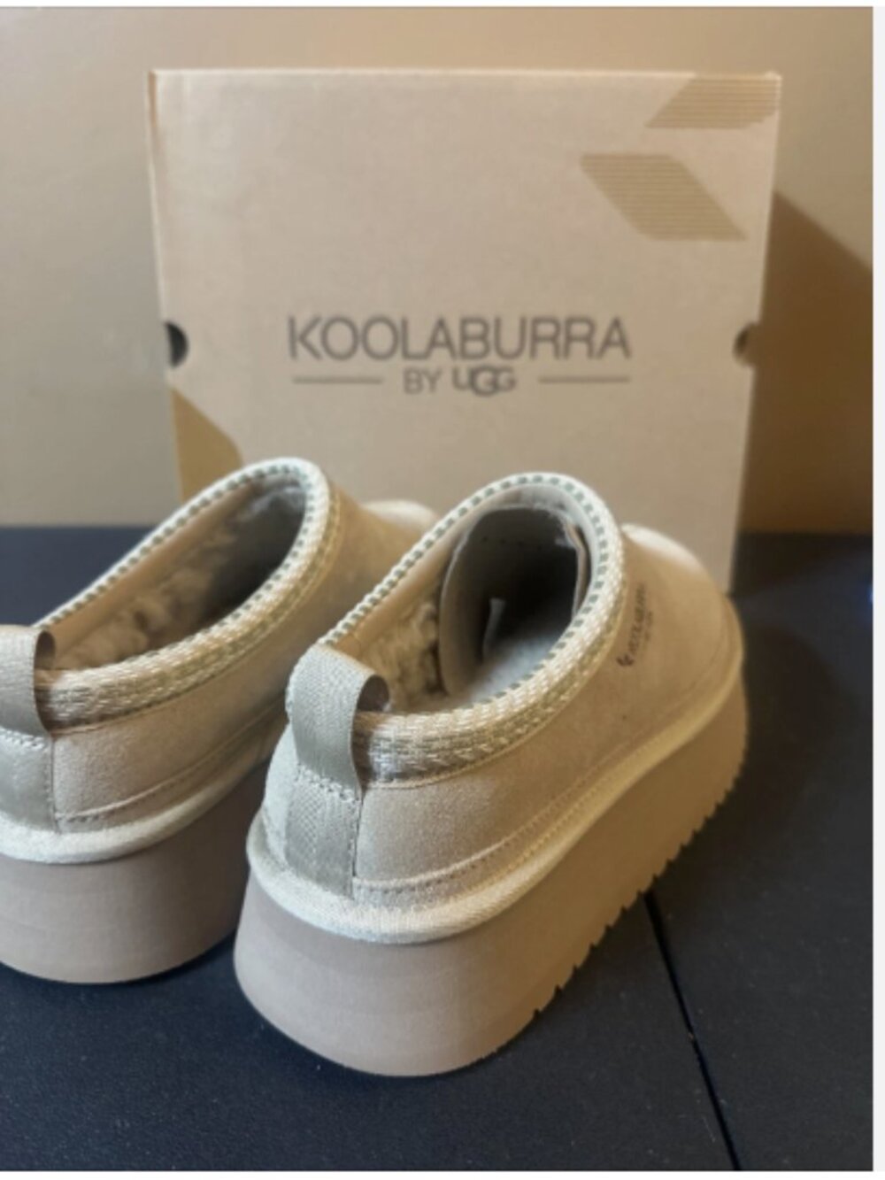 Koolaburra by UGG Suede Platform Slippers-Burree-Desert Storm-8M-NEW-A659001 - Picture 2 of 3